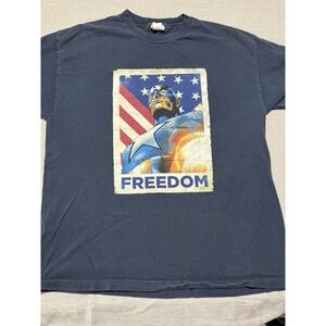 VTG Marvel Captain America‎ "Freedom" Graphic T-Shirt Blue Comic Book Tee XL